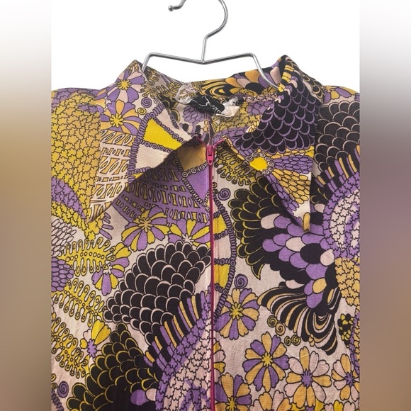 Vintage Loungewear by Danville Purple and Yellow psychedelic Floral Jumpsuit - Picture 3 of 17